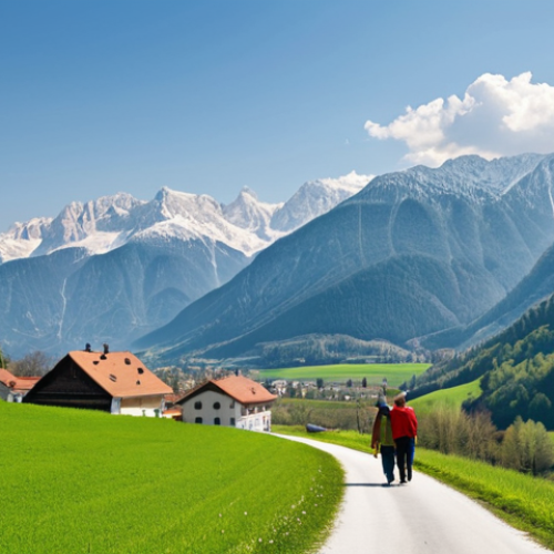 Home 14 Scenic Slovenian Valley**
"A picturesque view of a green valley in Slovenia, with rolling hills and quaint villages. In the distance, snow-capped mountains rise majestically. A winding road leads through the valley. The scene is bathed in soft, natural light. Fully clothed figures stroll along the path. Safe for work, appropriate content, professional photography, modest, family-friendly, perfect anatomy, correct proportions, natural pose, well-formed hands, proper finger count, natural body proportions."
**