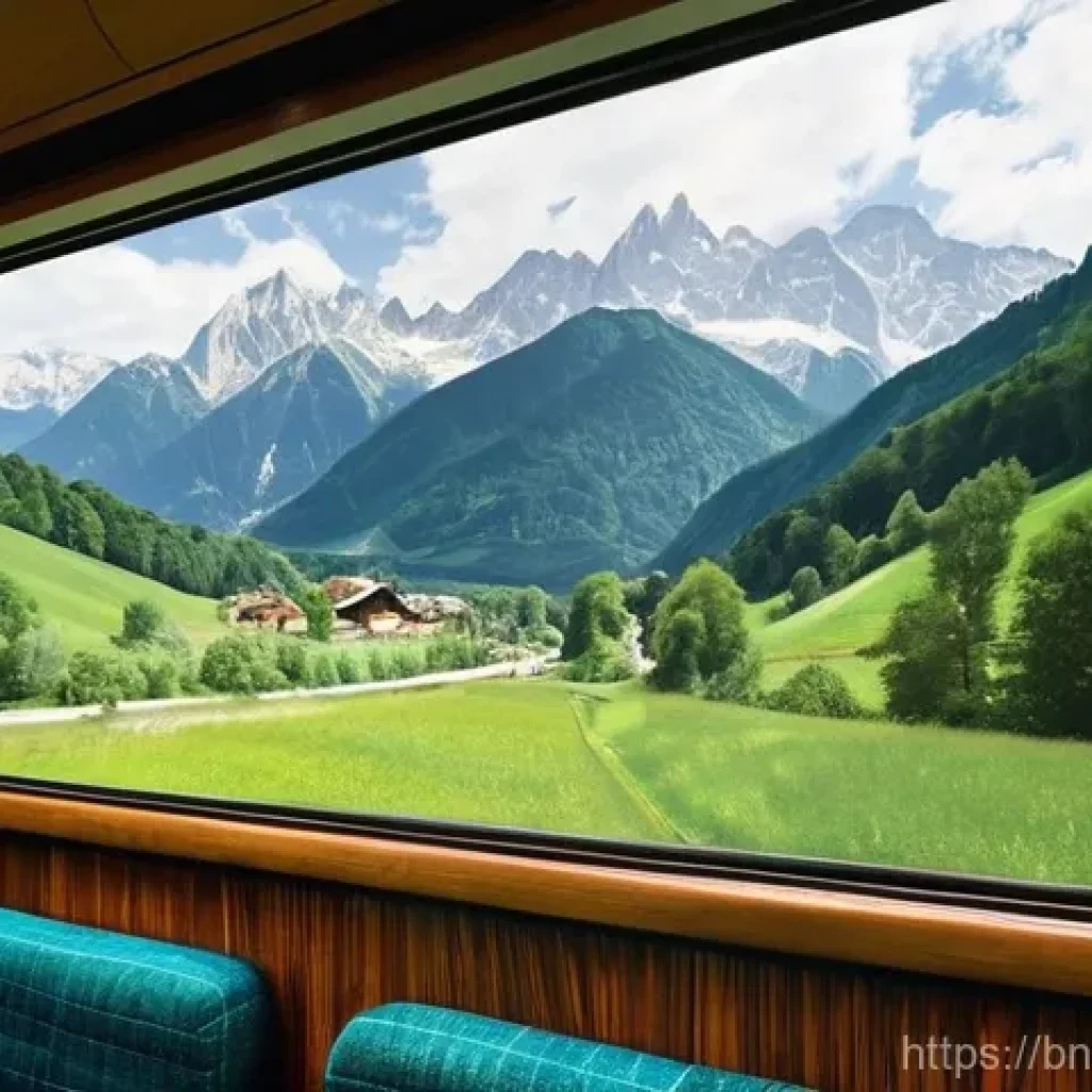 슬로베니아 기차 여행 루트 - **Prompt 1: Alpine Train Journey through Emerald Valleys**
    "A breathtaking panoramic view from i...