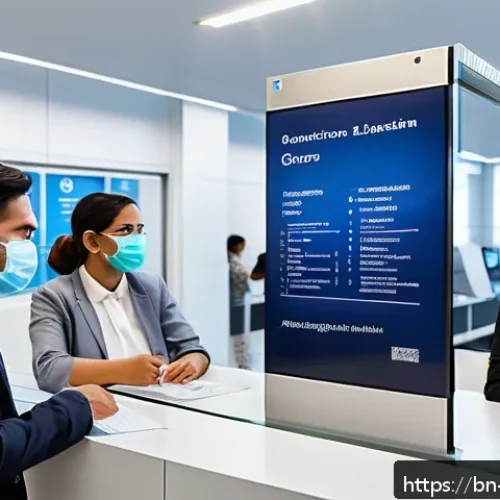 Home 31 유럽 내 슬로베니아 입국 규정 - A detailed scene of a modern Slovenian visa application center with diverse travelers of Bengali des...
