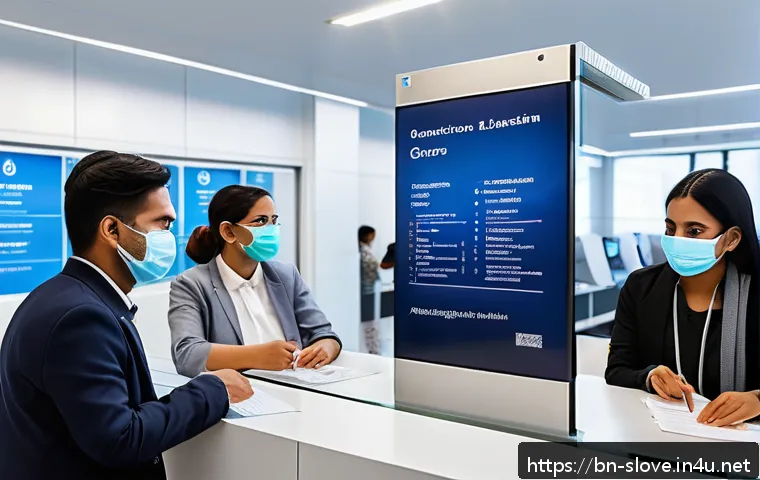 유럽 내 슬로베니아 입국 규정 - A detailed scene of a modern Slovenian visa application center with diverse travelers of Bengali des...